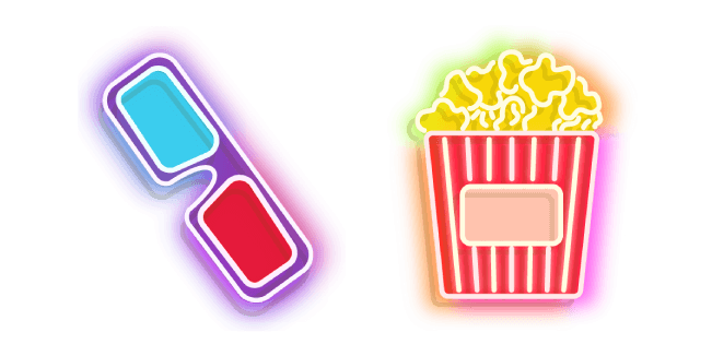 Colorful 3d Glasses and Popcorn Bucket Neon