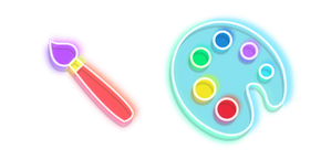 Colorful Brush and Palette Neon