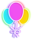 Colorful Party Hat and Balloons Neon cursor
