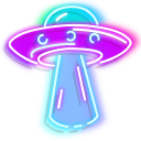 Green Alien and Purple UFO Neon cursor