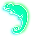 Green Chameleon and Monstera Neon pointer