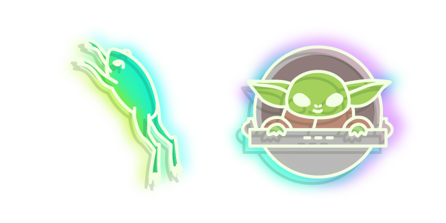 Neon Baby Yoda and Frog