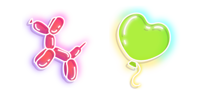 Neon Balloon Dog and Heart