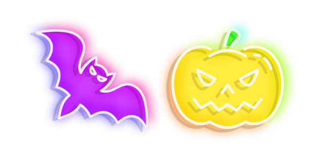 Neon Bat and Jack-o'-Lantern