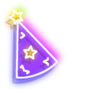 Neon Birthday Cake and Party Hat pointer