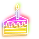 Neon Birthday Cake and Party Hat cursor