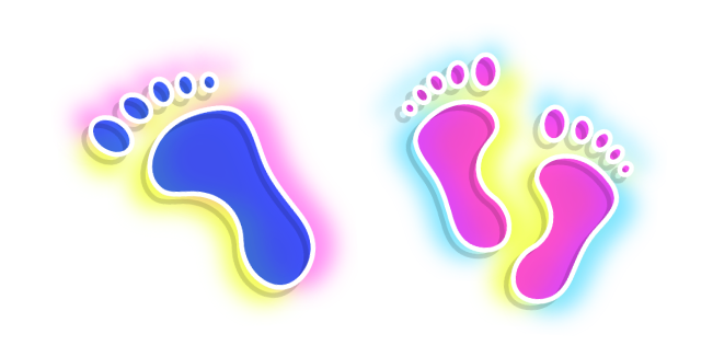 Neon Blue and Purple Footprints