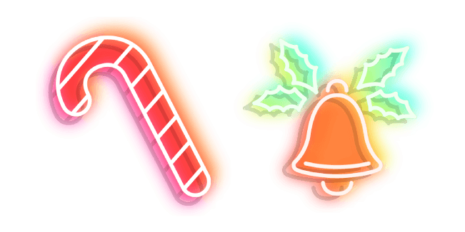 Neon Candy Cane and Bell