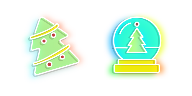 Neon Christmas Tree and Snowball