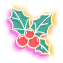 Neon Christmas Wreath and Holly Leaves pointer