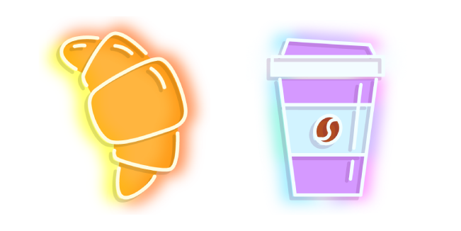 Neon Croissant and Coffee