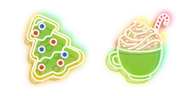Neon Cup of Cocoa and Cookie
