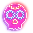 Neon Day of The Dead Skull and Candle cursor