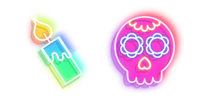 Neon Day of The Dead Skull and Candle