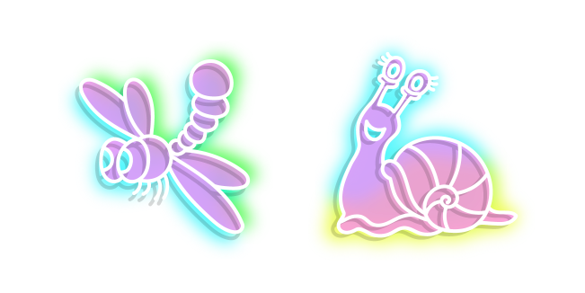 Neon Dragonfly and Snail