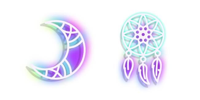 Neon Dream Catcher and Moon