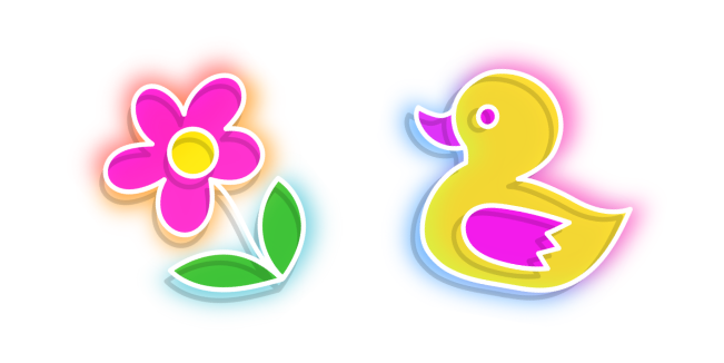 Neon Flower and Duck