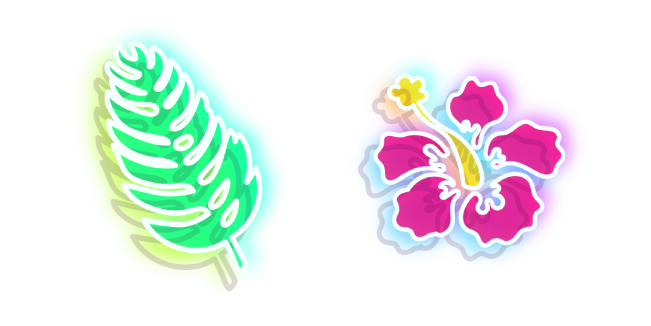 Neon Flower and Leaf