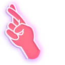 Neon Good Luck Hand Sign and Smile pointer