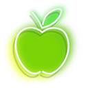 Neon Green and Red Apple with Worm pointer