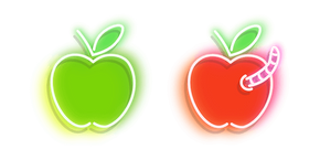 Neon Green and Red Apple with Worm