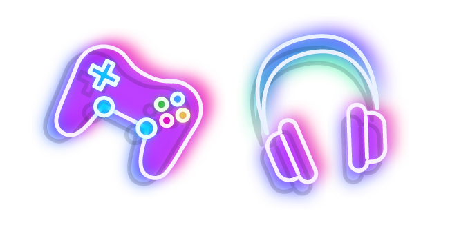 Neon Headphones and Joystick