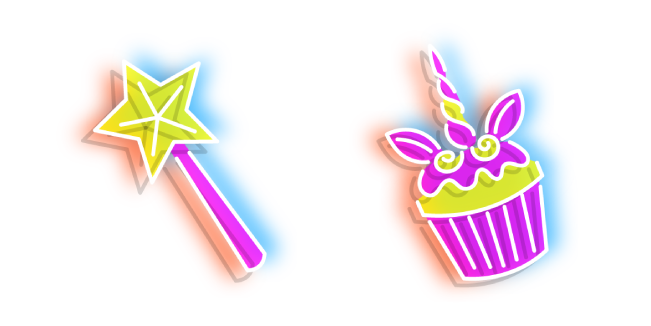 Neon Magic Wand and Cupcake