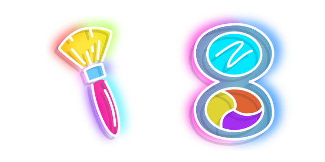 Neon Makeup Brush and Mirror