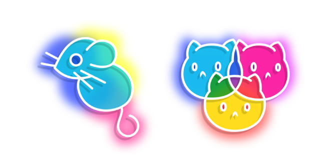 Neon Mouse and Cats