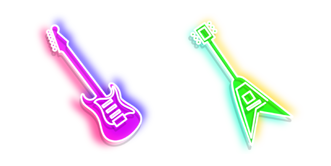 Neon Pink and Green Electric Guitars