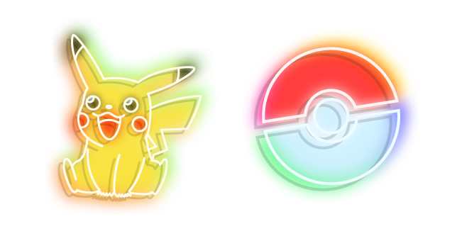 Neon Pokemon Pikachu and Pokeball 