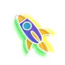 Neon Rocket and Planet pointer