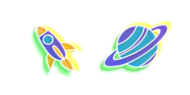 Neon Rocket and Planet