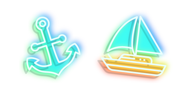 Neon Sailboat and Anchor