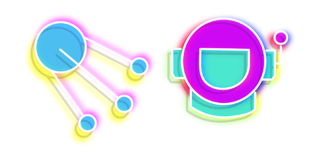 Neon Satellite and Astronaut Helmet