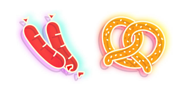 Neon Sausages and Pretzel 
