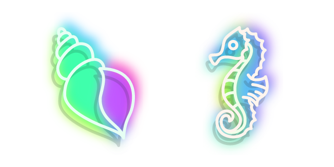 Neon Seahorse and Shell