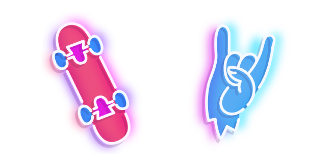 Neon Skateboard and Rock Hand