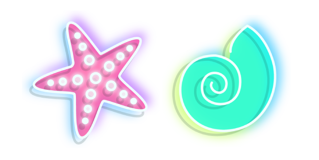 Neon Starfish and Shell