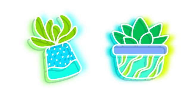 Neon Succulents in Plant Pots