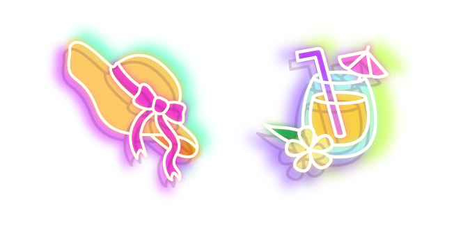 Neon Sun Hat and Glass of Lemonade