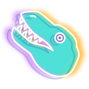 Neon T-Rex and Triceratops pointer