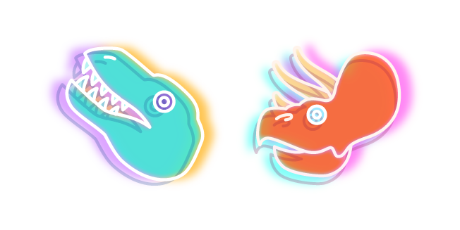 Neon T-Rex and Triceratops