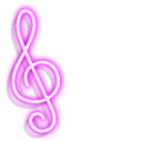 Neon Treble Clef and Note pointer