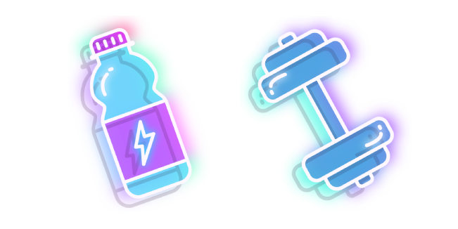 Neon Water Bottle and Dumbbell
