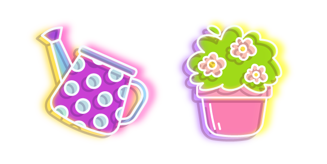 Neon Watering Can and Houseplant