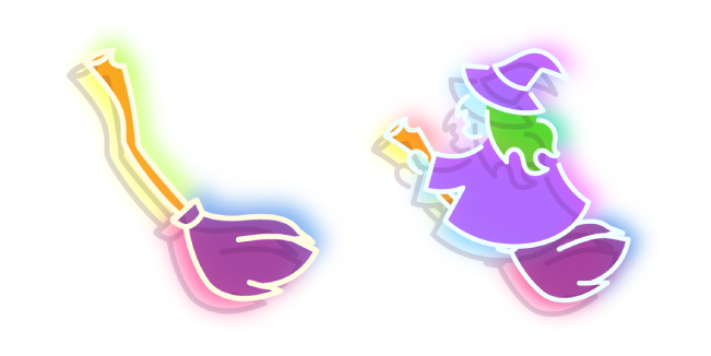 Neon Witch and Broom