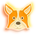 Orange Corgi Dog and Paw Neon pointer