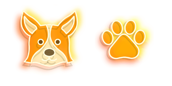 Orange Corgi Dog and Paw Neon