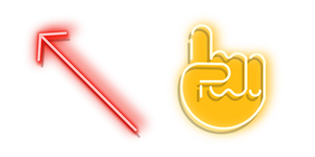 Red Arrow and Yellow Pointer Hand Neon